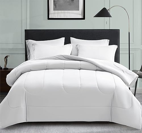 Maple&Stone Juego de edredón tamaño King de 7 piezas de cama en una bolsa, juego de cama alternativo de plumón con sábanas, fundas de almohada y