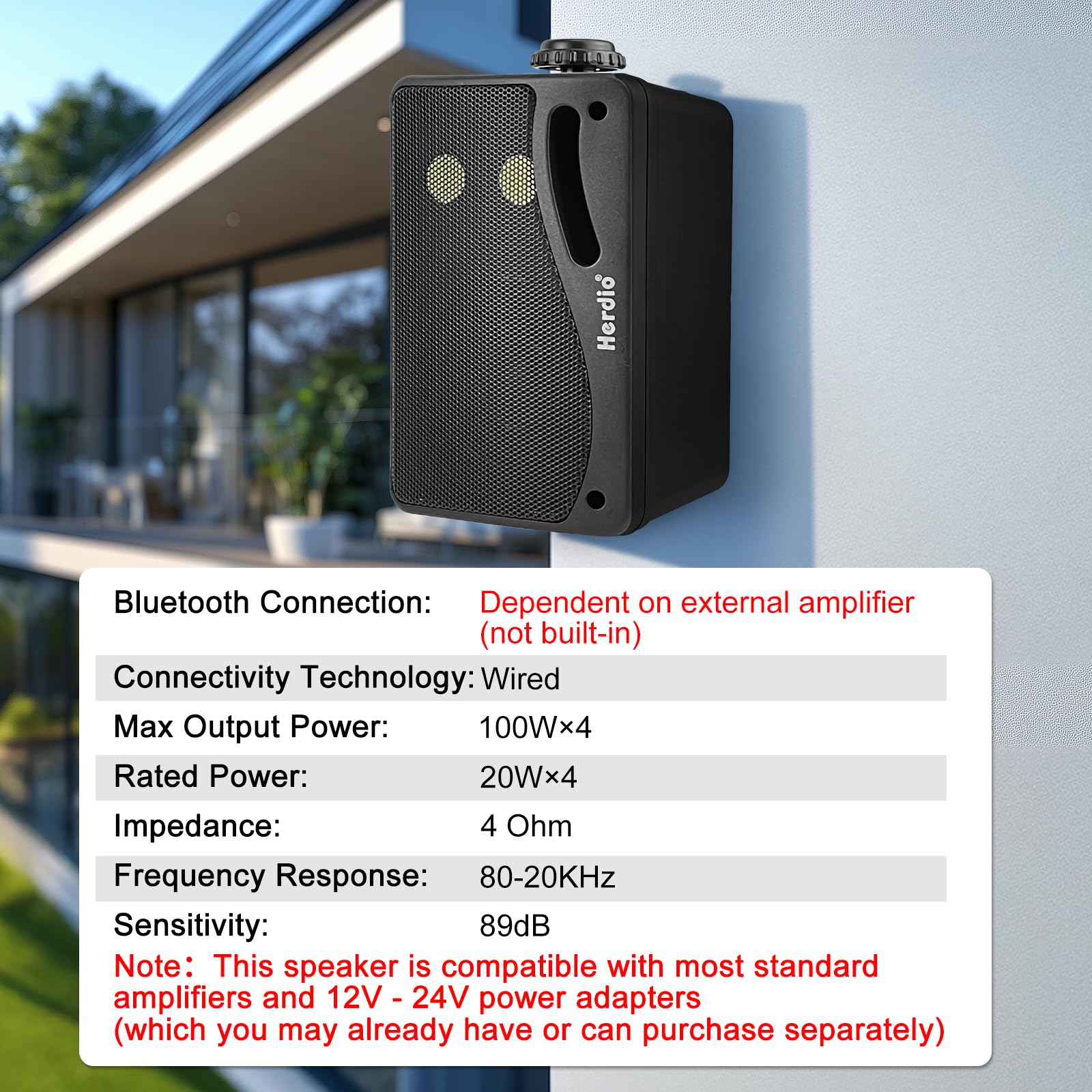 Herdio Altoparlanti Bluetooth 8 pollici Impermeabili Nero