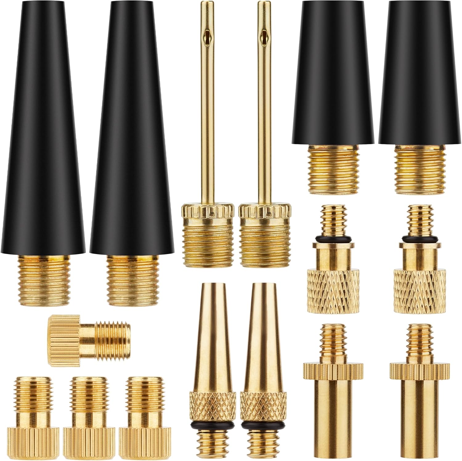 DDJ Bicycle Presta Schrader Valve Adapter, Brass DV AV SV Converter, Air Chuck Quick Connect, Inflation Needle, Air Pump Needle Set Suitable for All Bicycles, Sports Balls and Inflatable Equipment