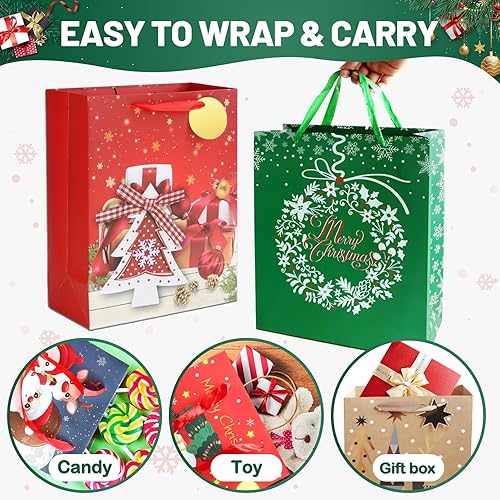 Miniatura 2 de pigipigi Paquete de 24 bolsas de regalo de cumpleaños bolsas de Pascua a granel con papel de seda de varios tamaños, asas de liquidación para