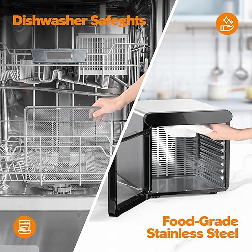 Miniatura 7 de Deshidratador de alimentos para carne seca con 9 bandejas de acero inoxidable, secadora de frutas de 800 W, temperatura de 165  y temporizador de 48