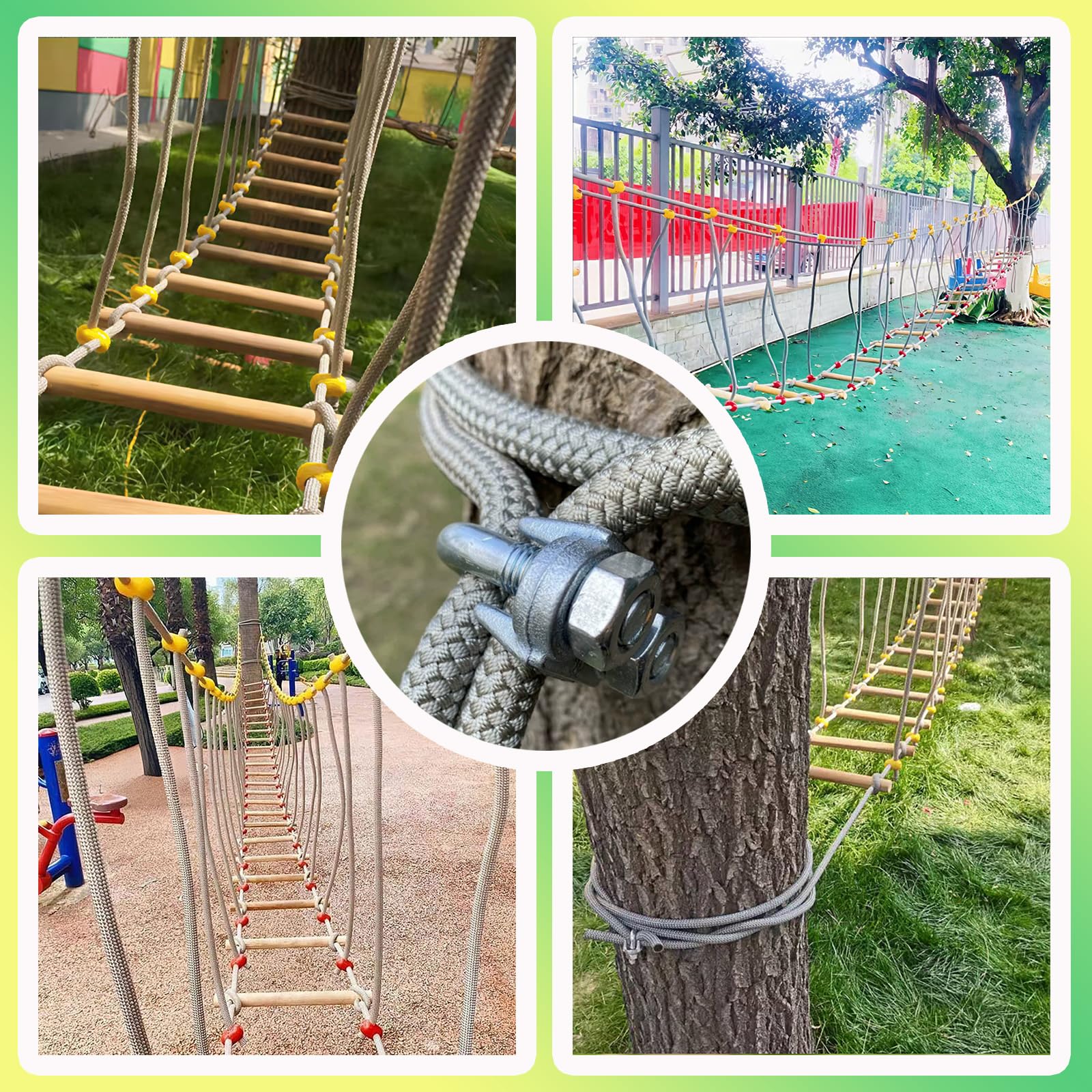 HAZEK Entrenamiento físico al Aire Libre en el jardín de Infantes pasamanos Puente Colgante Puente Colgante Puente de Equilibrio Puente de Madera única Escalada(Size:4m)