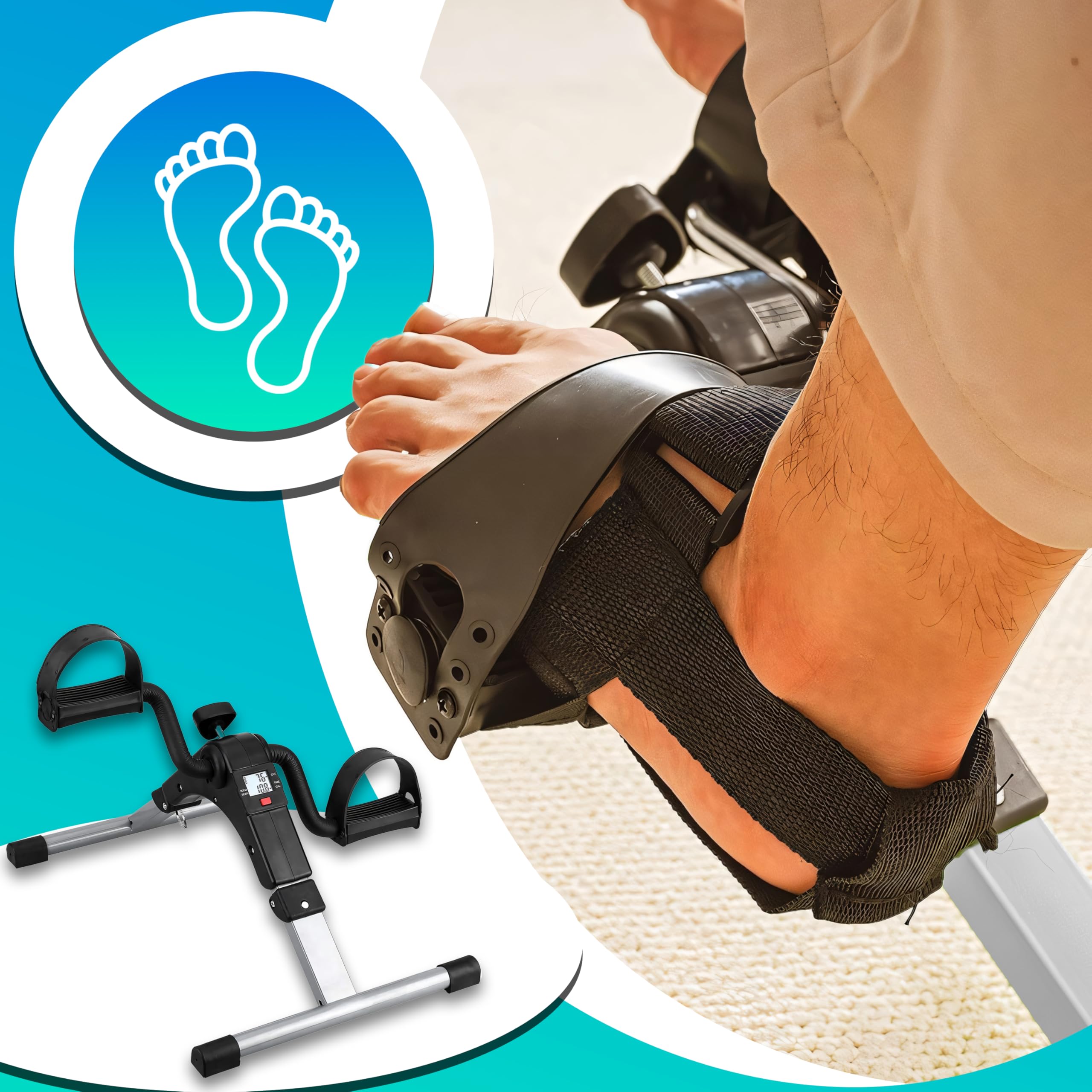 Retoo Pedaltrainer Mini Heimtrainer für Senioren – Leiser Arm- & Beintrainer mit LCD-Display, Einstellbarer Widerstand, Kompakt, Zuhause