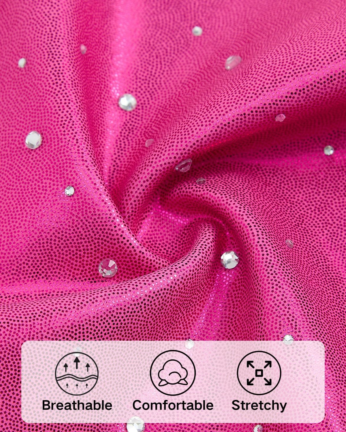 JiAmy Gymnastic Leotards for Girls 3/4 Sleeve Sparkly Unitards with Shorts Dance Biketards for 3-12 Years - Image 5