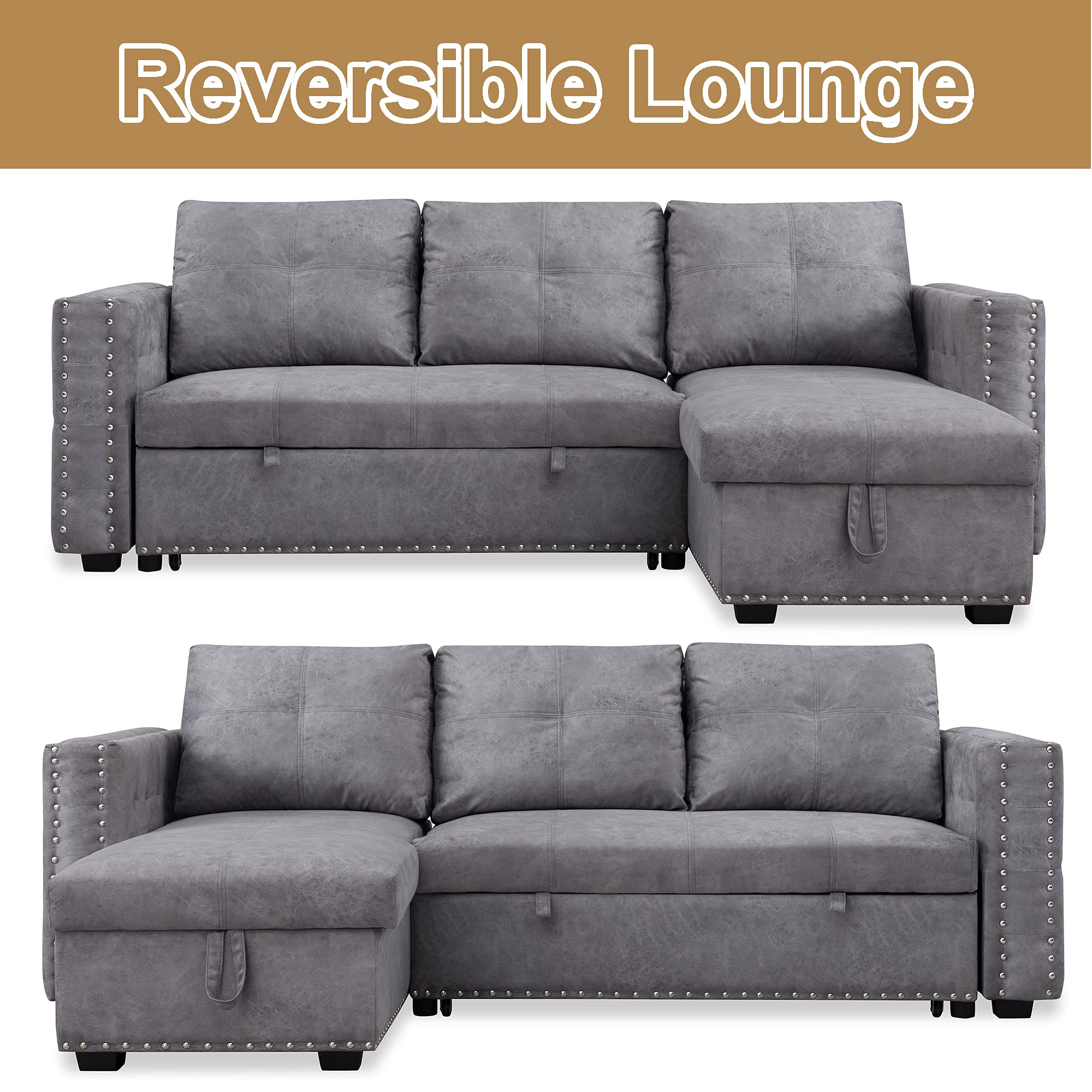 Buy Sectional Sofa with Chaise, HABITRIO 91" LShape Seat Couch w/Pull