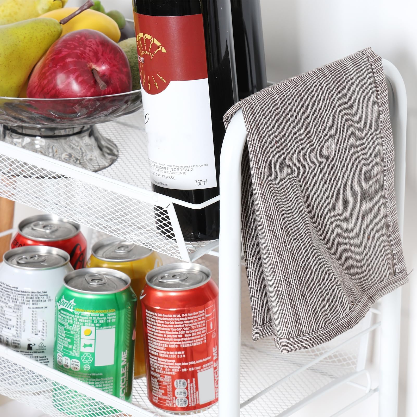 Carrello della Spesa Pieghevole,Cestino portafrutta Verdura,in Rete Metallica impilabile 5 Livelli Ruote girevoli 360 Gradi,contenitori carrelli Cucina Filo Metallico cipolle Pat