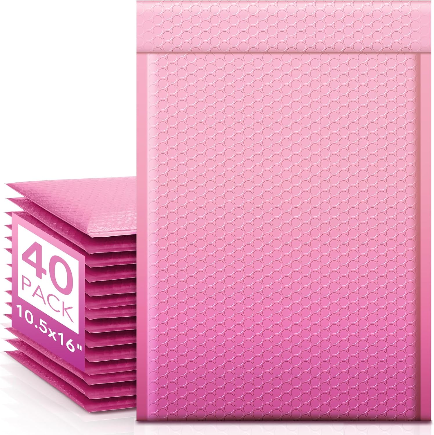 Fuxury 40 Pack Large Bubble Mailers 10.5x16" Gradient Pink Padded Envelopes Cute Design Mailing Envelopes Bubble Cushioning Padded Mailers for Packaging, Small Business #5 Gradient Pink 10.5x16" 40PC