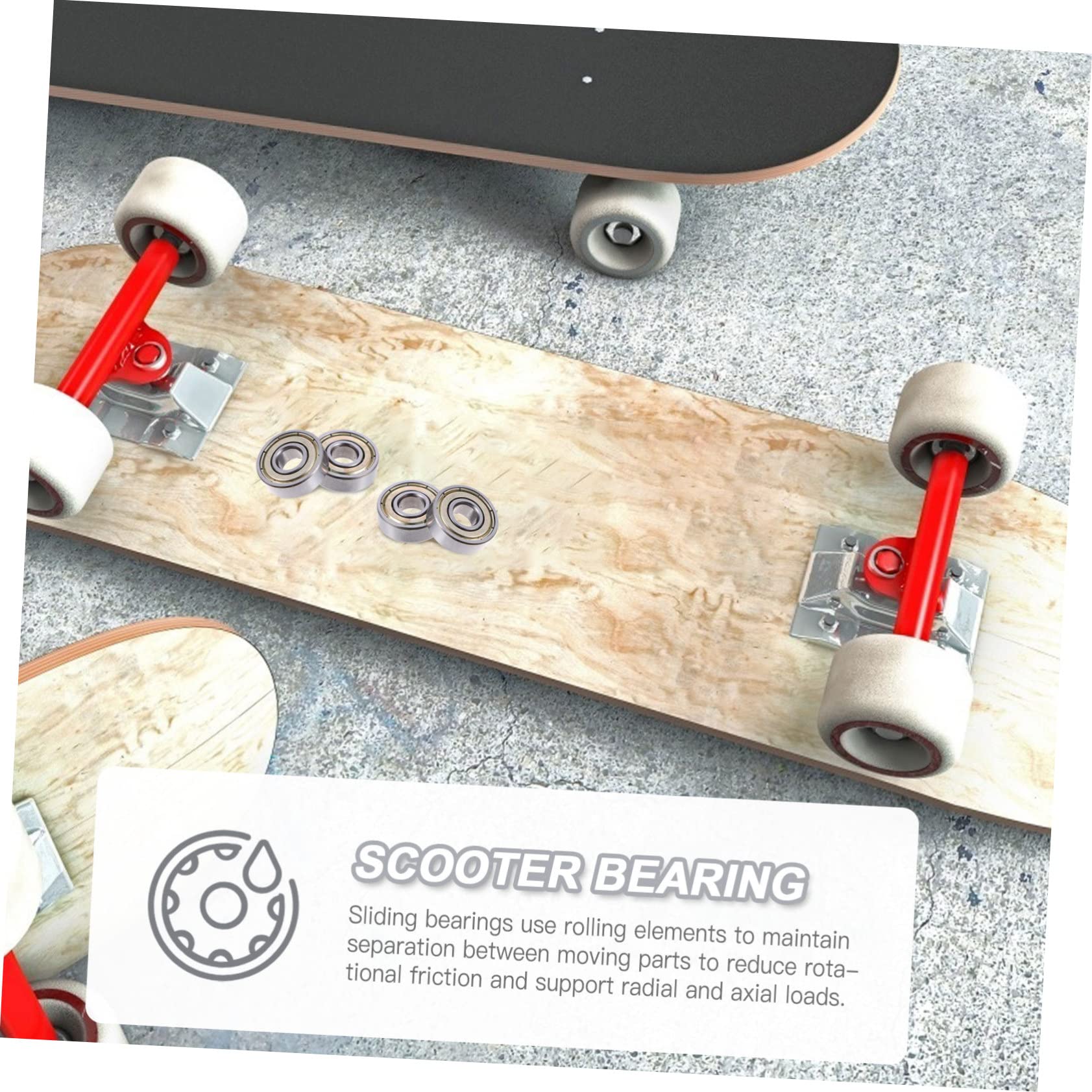 Happyyami Cuscinetto Ruota Ruote per Pattini A Rotelle Pneumatico Solido Scooter Skate Roller Accessori per Cuscinetti Accessori per Pattini Acciaio Inossidabile Silver