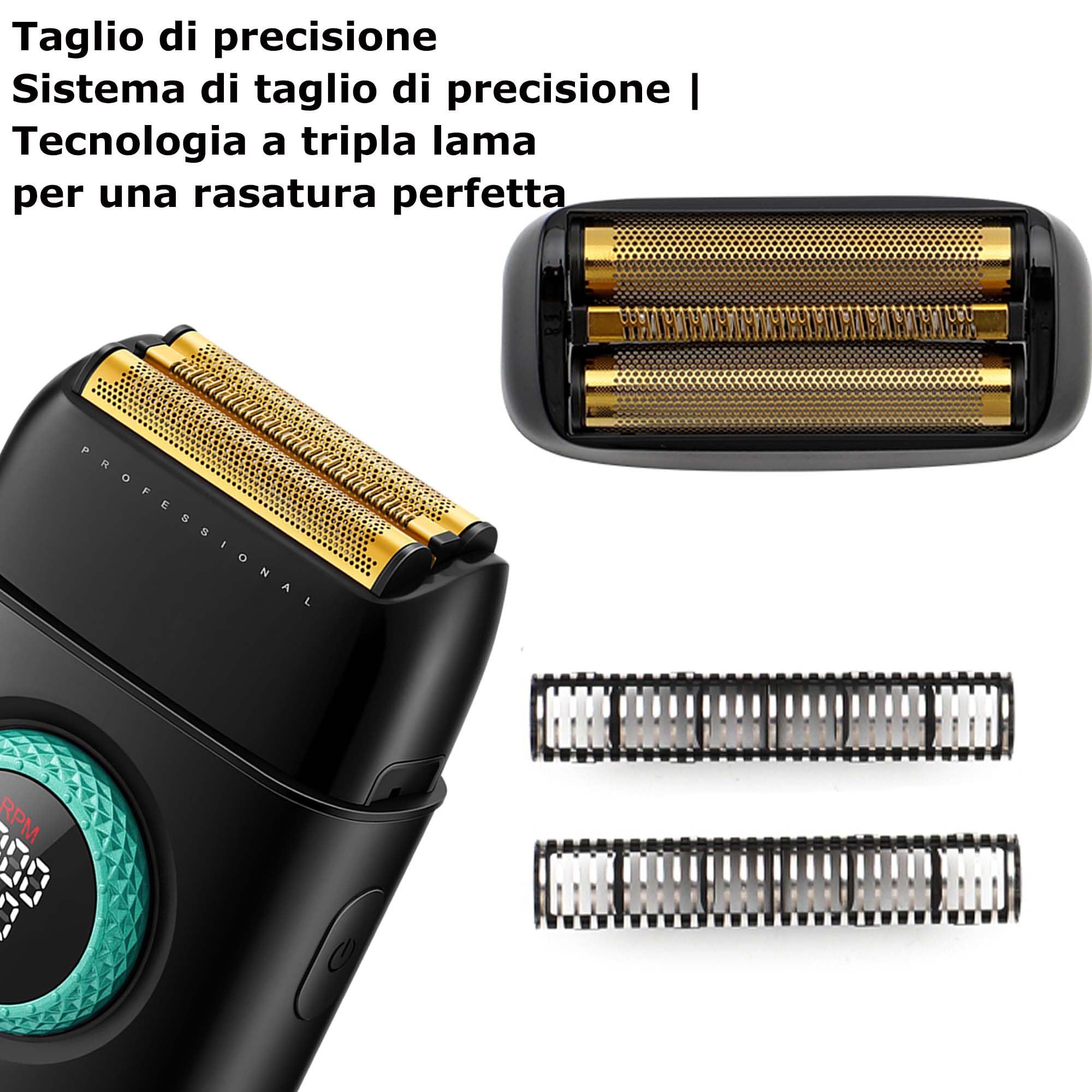 VGR 378 Testa Rasoio Griglia Di Ricambio Set Di Lame E Lame Di Ricambio Per Rasoio Elettrico, Tripla Lama Galleggiante In Titanio, 1 Pacchetto