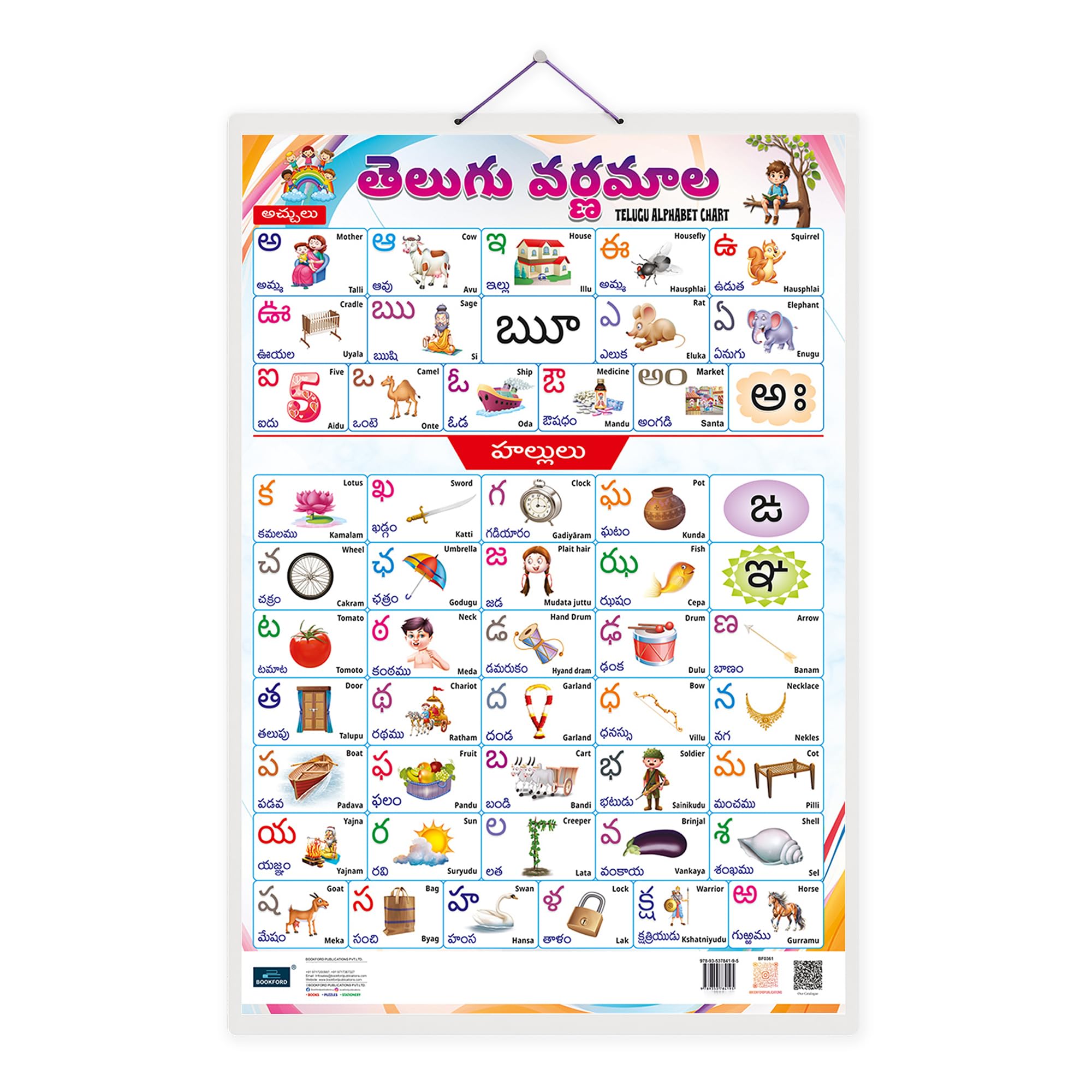 Telugu Alphabet Double Side Printed Early Learning Educational Chart (set of 1) for Kids - Non-Tearable and Waterproof Perfect for preschool and Nursery Children -20x30 Inch-image-4