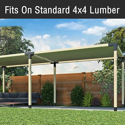 Miniatura 6 de TROPTOLKY Kit de soportes para pérgola 4 x 4, soportes de esquina de carpintería con recubrimiento de polvo de 3 vías, 2 hombros de soporte y 2