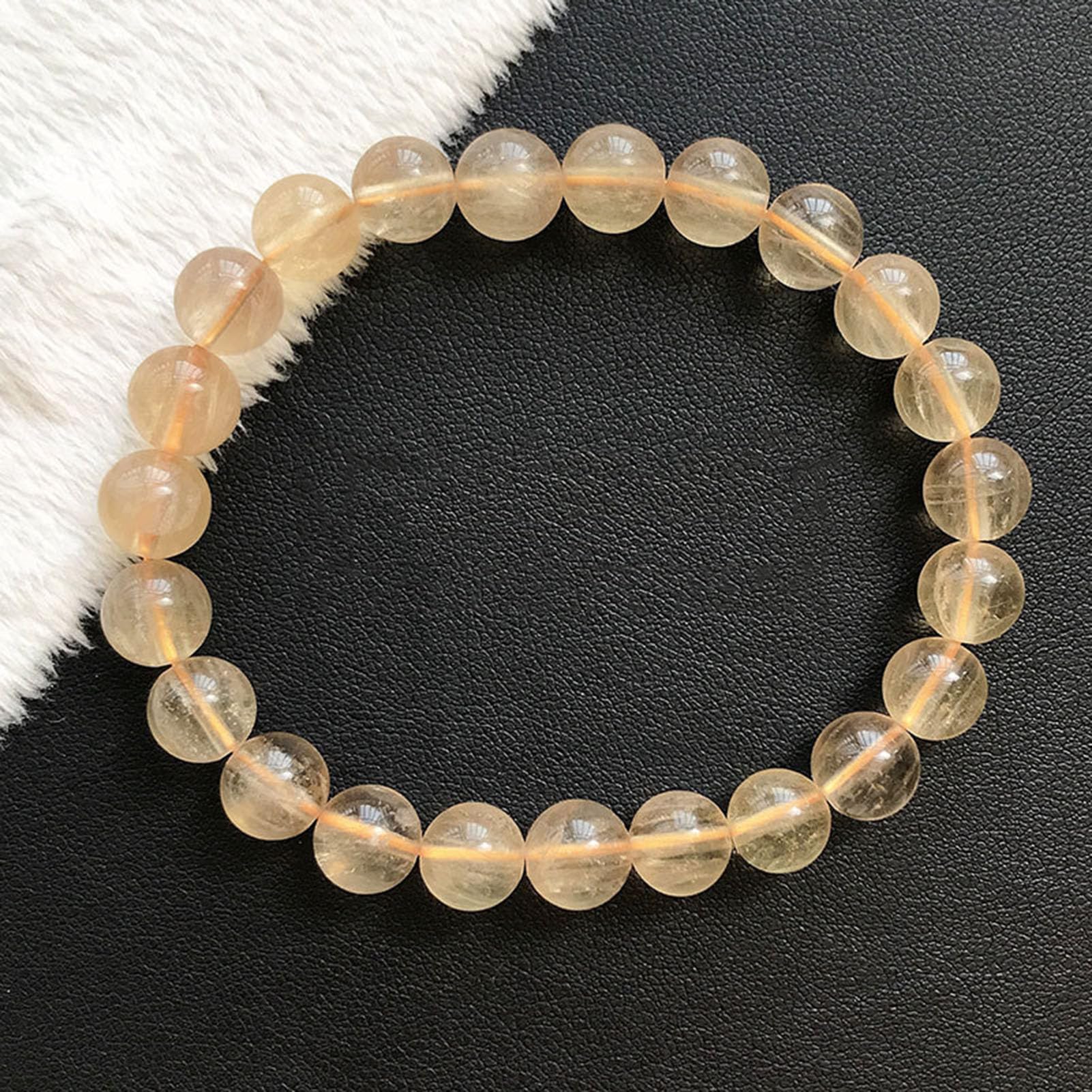 Pulseras De Cuentas para Mujeres,Pulsera De Piedras Preciosas De Cristal Curativo Natural,Pulsera para Aliviar El Estrés Y La Ansiedad Joyería Amarilla Hecha A Mano Regalos