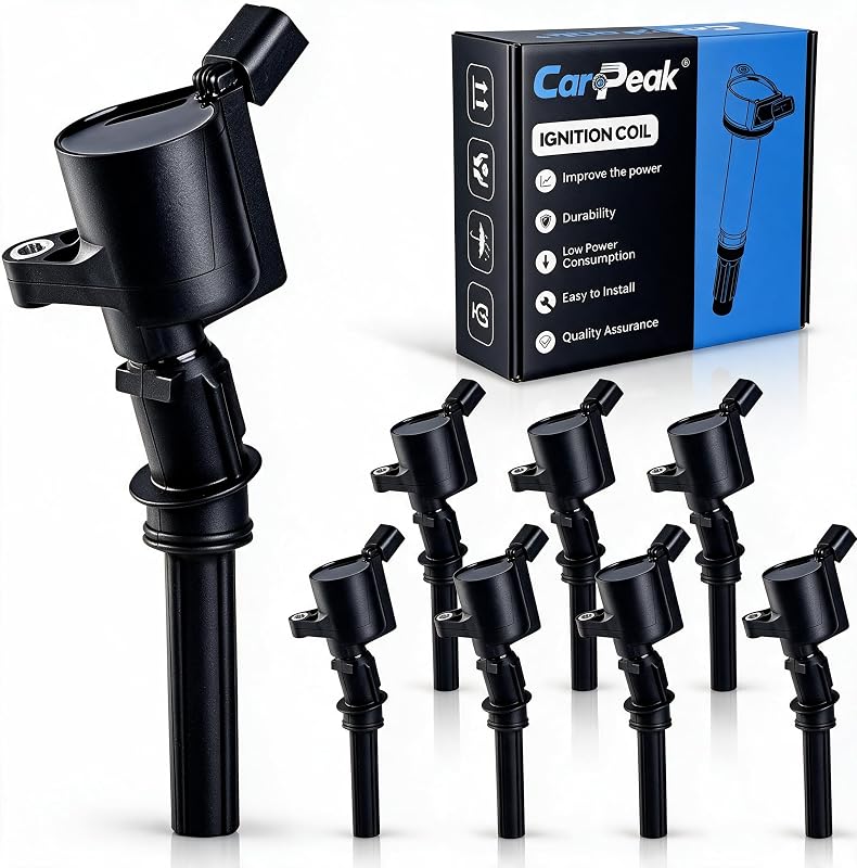 Bobina de ignição com cachimbo curvo CARPEAK DG508 para Ford, Lincoln e Mercury V8 4.6L e 5.4L – Conjunto com 8 unidades