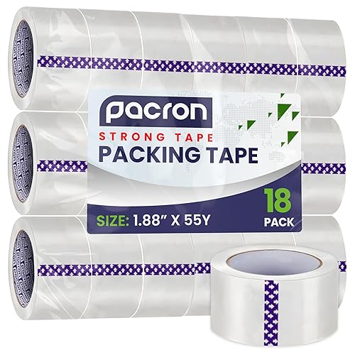 Miniatura 9 de Cinta de embalaje transparente fuerte  6 rollos, 1.88 pulgadas x 55 yardas cada uno  Cinta de embalaje a granel para mudanza, envío y sellado de