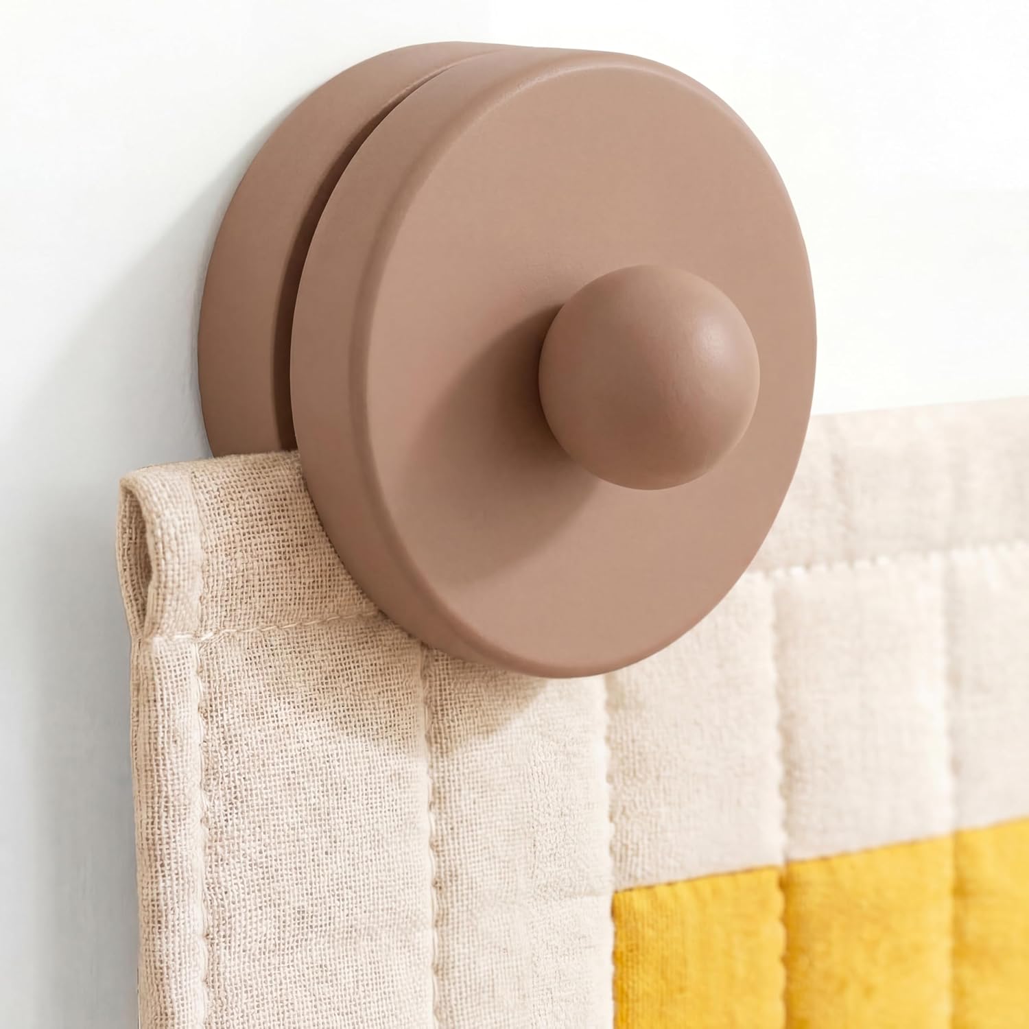Tapestry Hangers for Walls 4 Pack - Quilt Hanger for Wall for Display, Quilt Rack - Rug Hangers for Walls, Round Clamps for Blankets and Other Textile (Mocha)