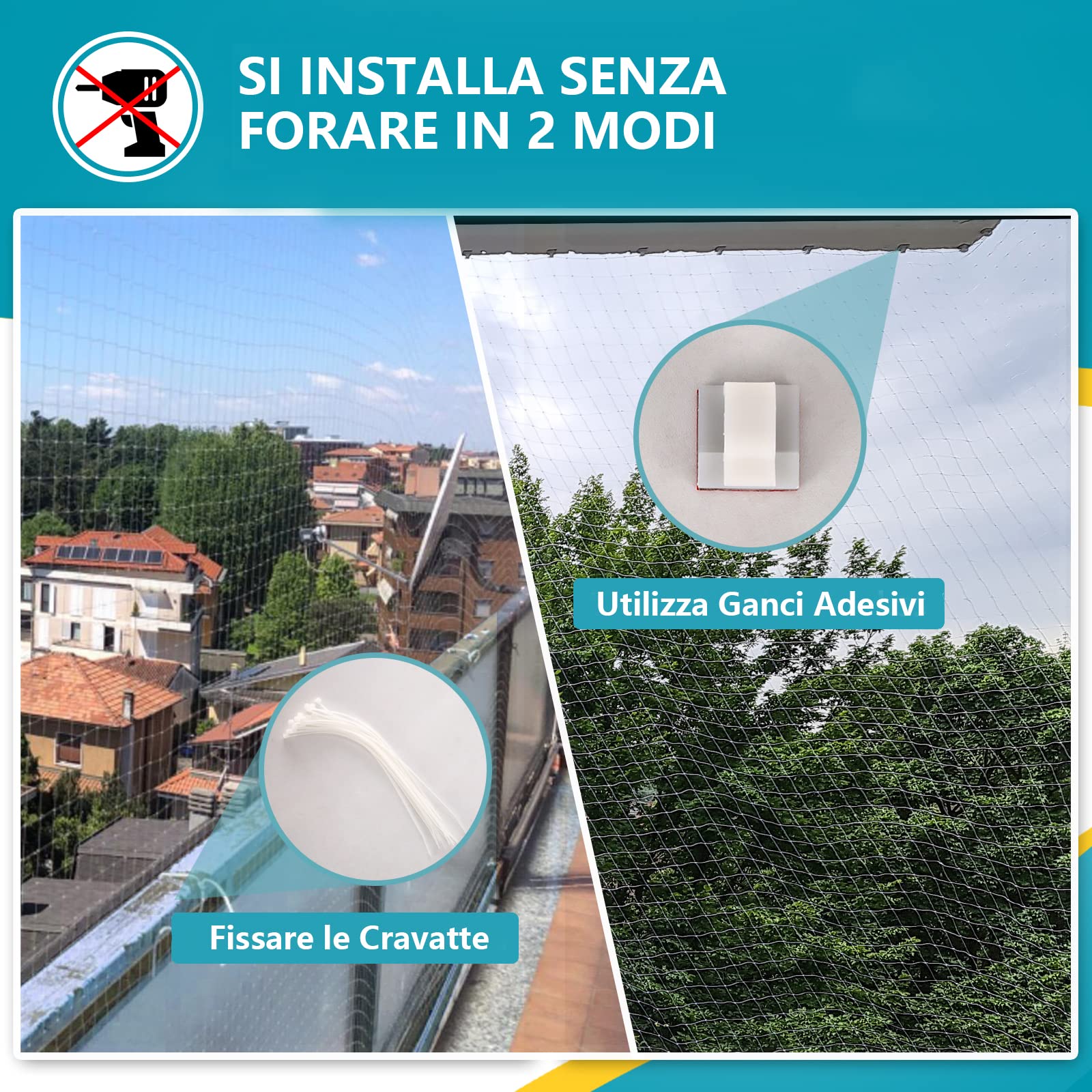 Rete Protezione per Gatti Balcone, Rete per Gatto Senza Trapano Rete Trasparente Protettiva per Terrazzo Gatti per Balconi, Finestre (8x3m)