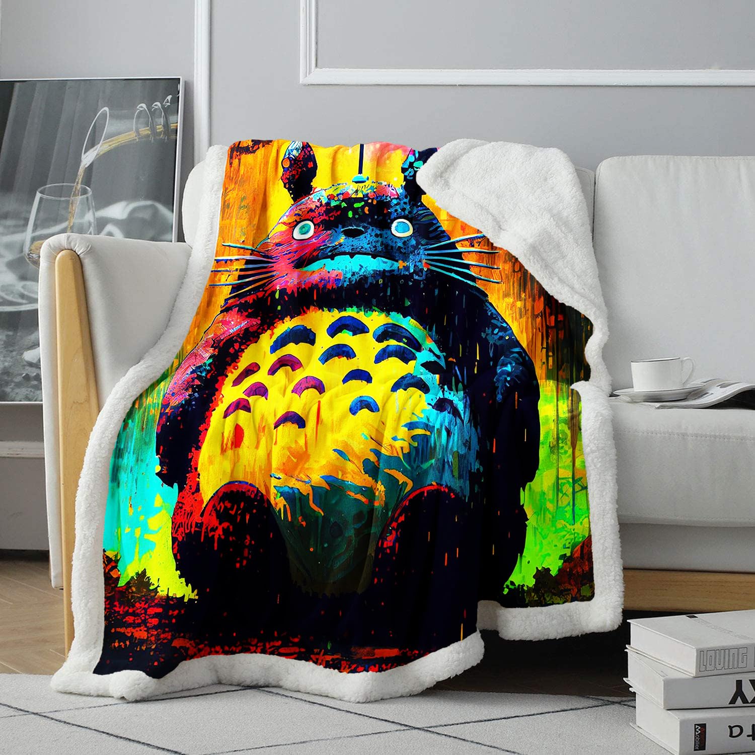 CHTLIFQ Blanket Ultra soft 3D Thick Warm Fleece Blanket Totoro Sofa Couch Bed Soft Bed Sofa Four Seasons Kids Boys Adults 47.3x59 inches sherpa （120x150cm）
