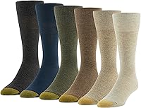 GOLDTOE Men's Cambridge Crew Socks 6-Pack: Moisture-Wicking, Arch Support, Ultra-Soft Durable Comfort for Daily Wear