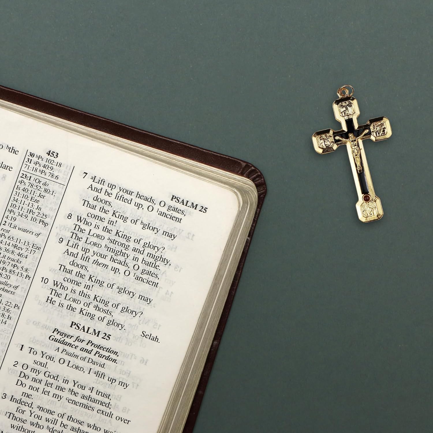 Needzo Evangelist Crucifix Pendants, Features Stations of the Cross on Back Side, Catholic Pendant Gifts, 2.25 Inches, Made in Italy (Pack of 3)