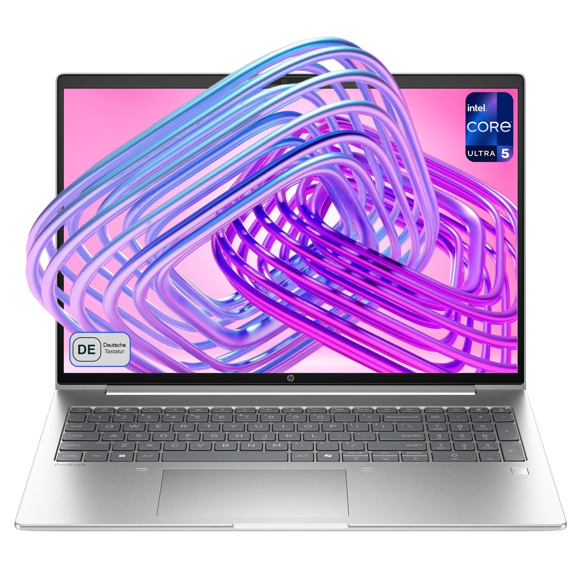 HP ProBook 4 G1i AI Business Laptop, Intel Core Ultra 5 225U, 16 GB DDR5 RAM, 512 GB SSD, 16" WUXGA IPS (1920x1200), Fingerprint, Deutsches Tastatur Layout, Windows 11 Pro, Silber
