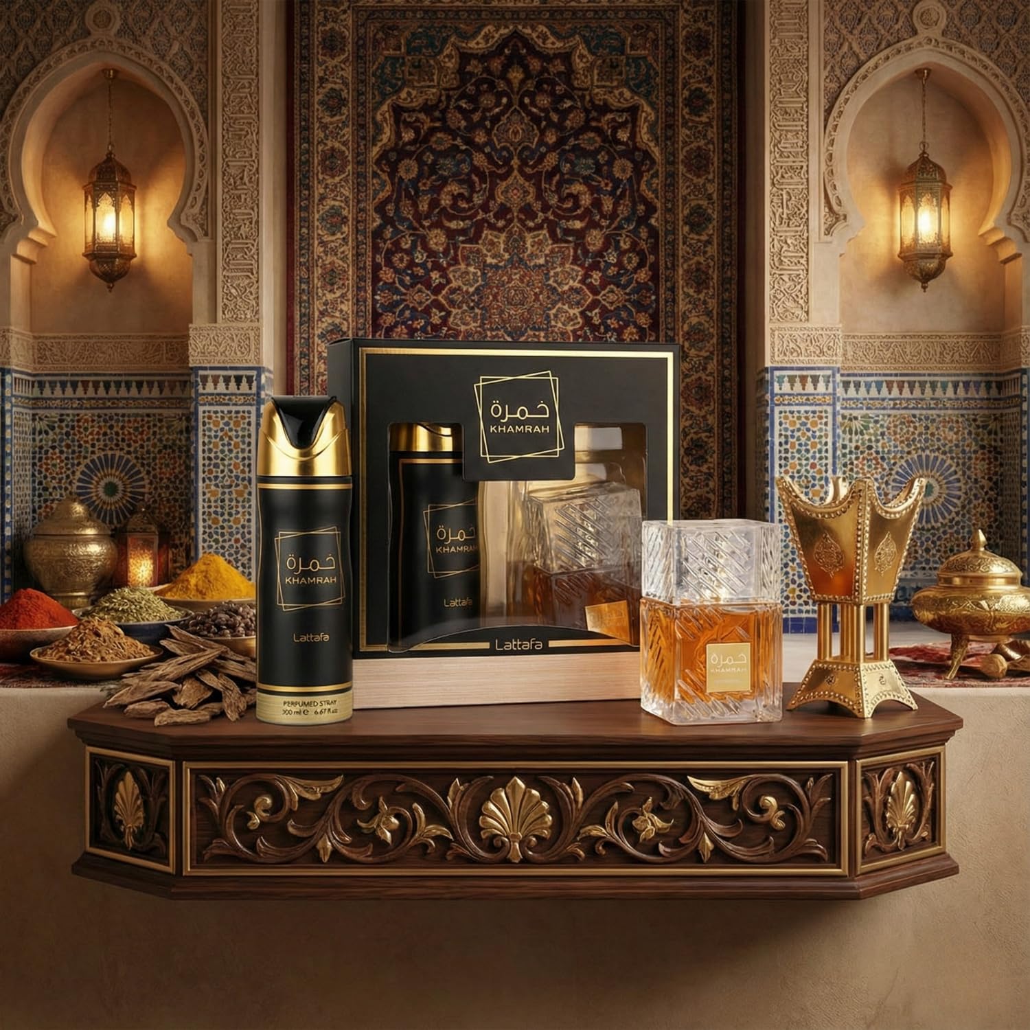 Amazon.com : Lattafa Khamrah 2 Pcs Giftset With 100ml Edp + 200ml