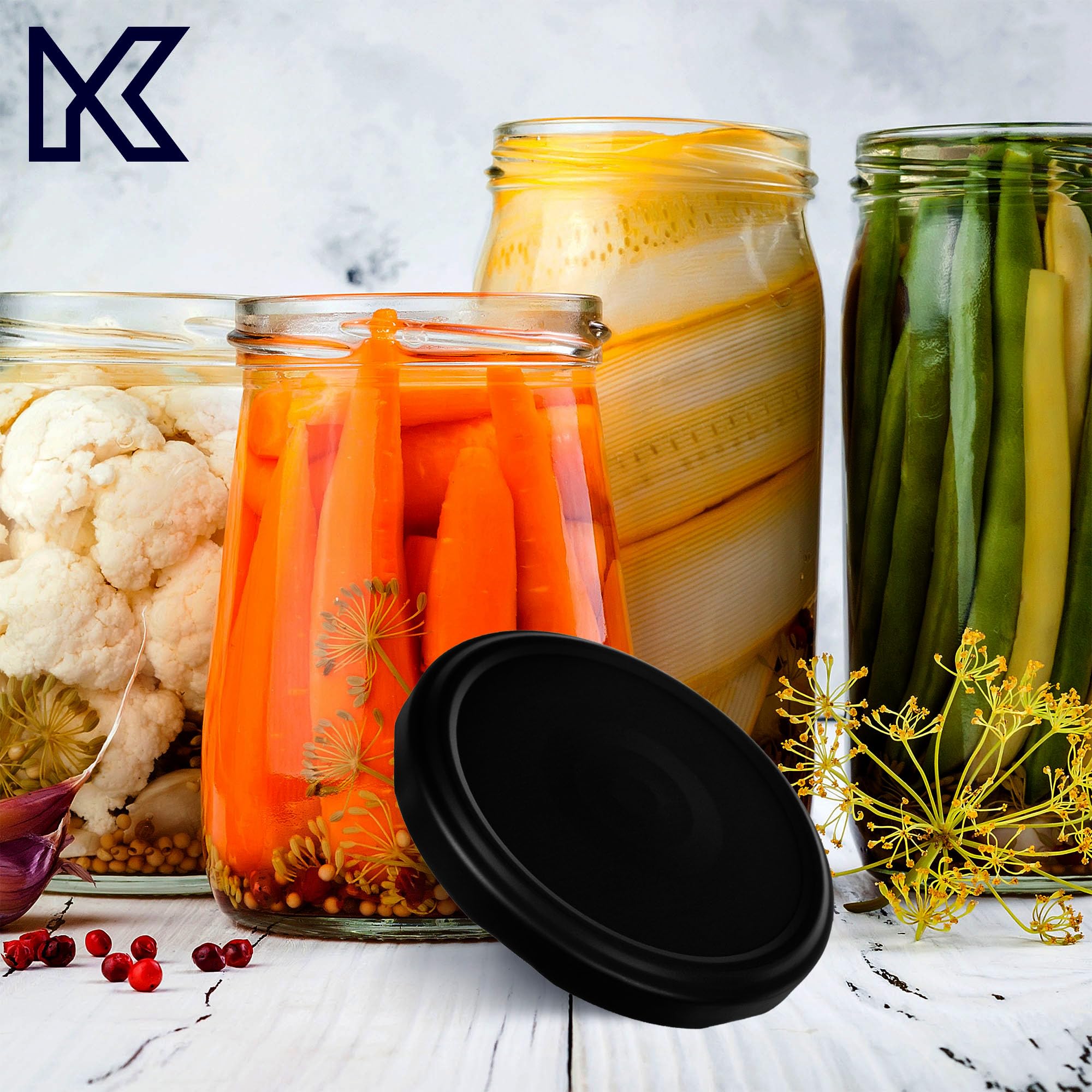 KADAX Set di 100 coperchi a Vite Twist-off Ø66 mm Nero Opaco – coperchi di Ricambio in Metallo per barattoli 200-350ml per marmellate, Miele e spezie, Chiusura ermetica
