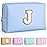 TOPEAST Birthday Gifts for Women, Small Makeup Bag Personalized Initial Cosmetic Bag Birthday Gifts for Women (Sky Blue J)