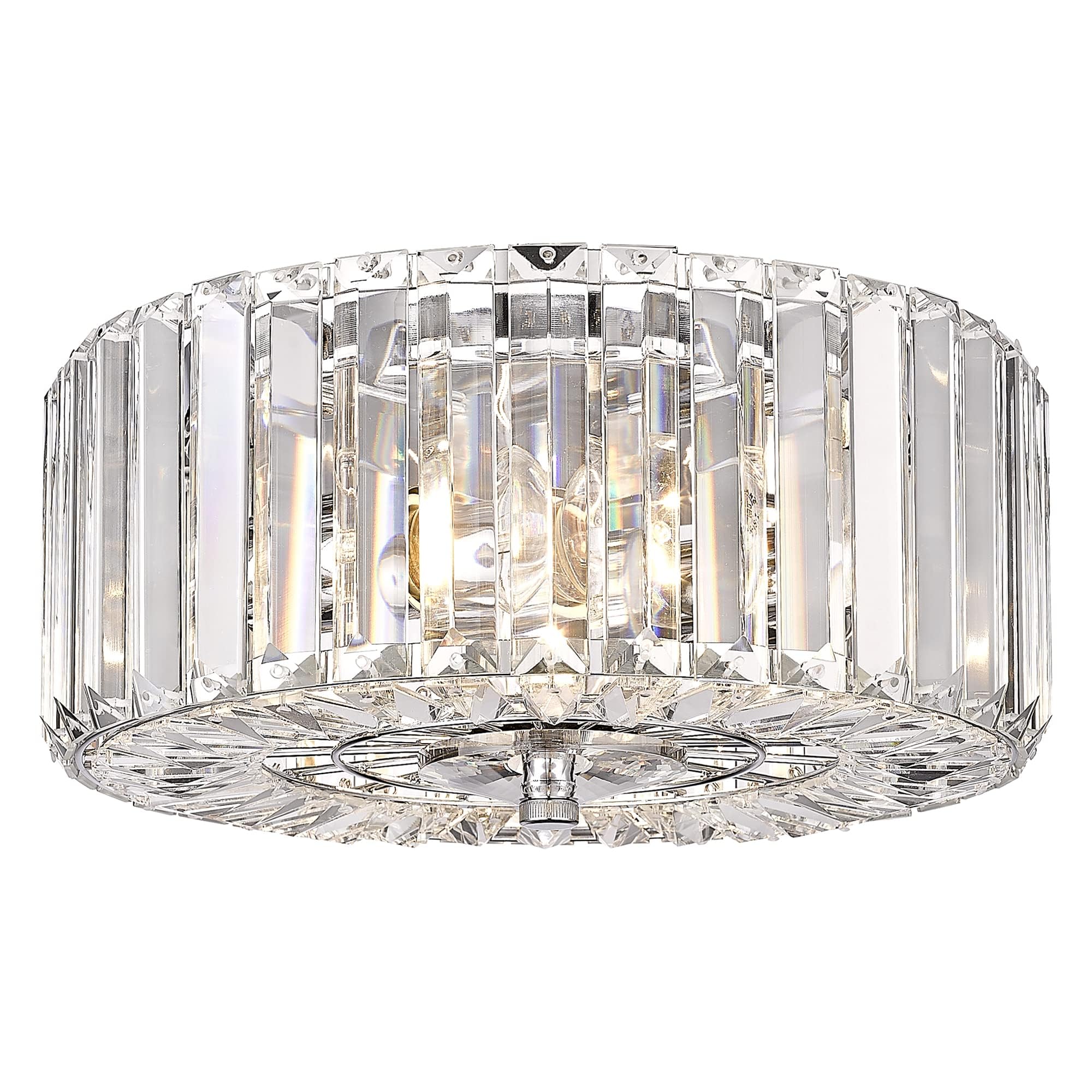 11" Crystal Round Flush Mount Modern Close to Ceiling Light Fixture, Chrome Ceiling Lights 2-Light Hallway Light Fixtures, Crystal Ceiling Lamp for Kitchen Bathroom Entryway, XDD007-2-CH