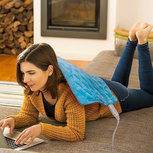 Miniatura 10 de Almohadilla térmica XL con peso completo para dolor de espalda, calambres, alivio. Almohadilla térmica eléctrica grande de 2.3 libras para cuello y