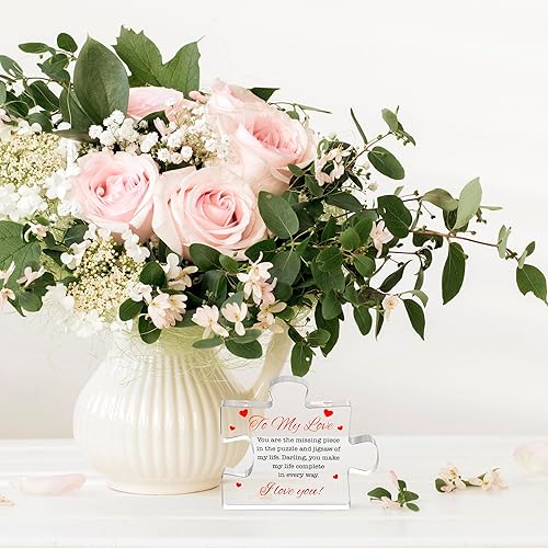 Miniatura 4 de I Love You Gifts for Her, Him - Rompecabezas de bloques acrílicos con diseño de texto en inglés "To My Love", 4.1 x 3.5 pulgadas, regalos con texto