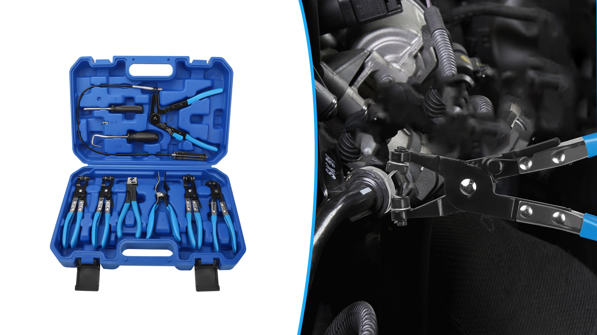 BETOOLL 9pcs Wire Long Reach Hose Clamp Pliers Set Fuel