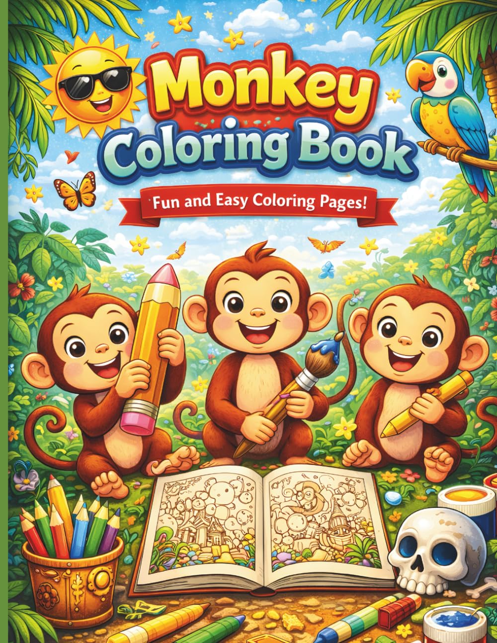 Monkey Coloring Book: Fun and Educational Coloring Pages for Kids: Adorable Monkey Illustrations for Little Artists