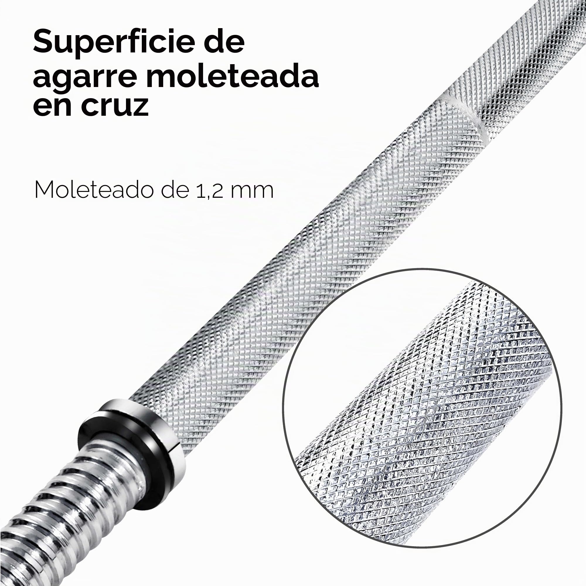wuuhoo® Barra de Pesas Henry - 180cm / 150 cm / 120 cm Barra de Pesas 25mm, Barra de Acero Cromado con Cierre de Estrella -