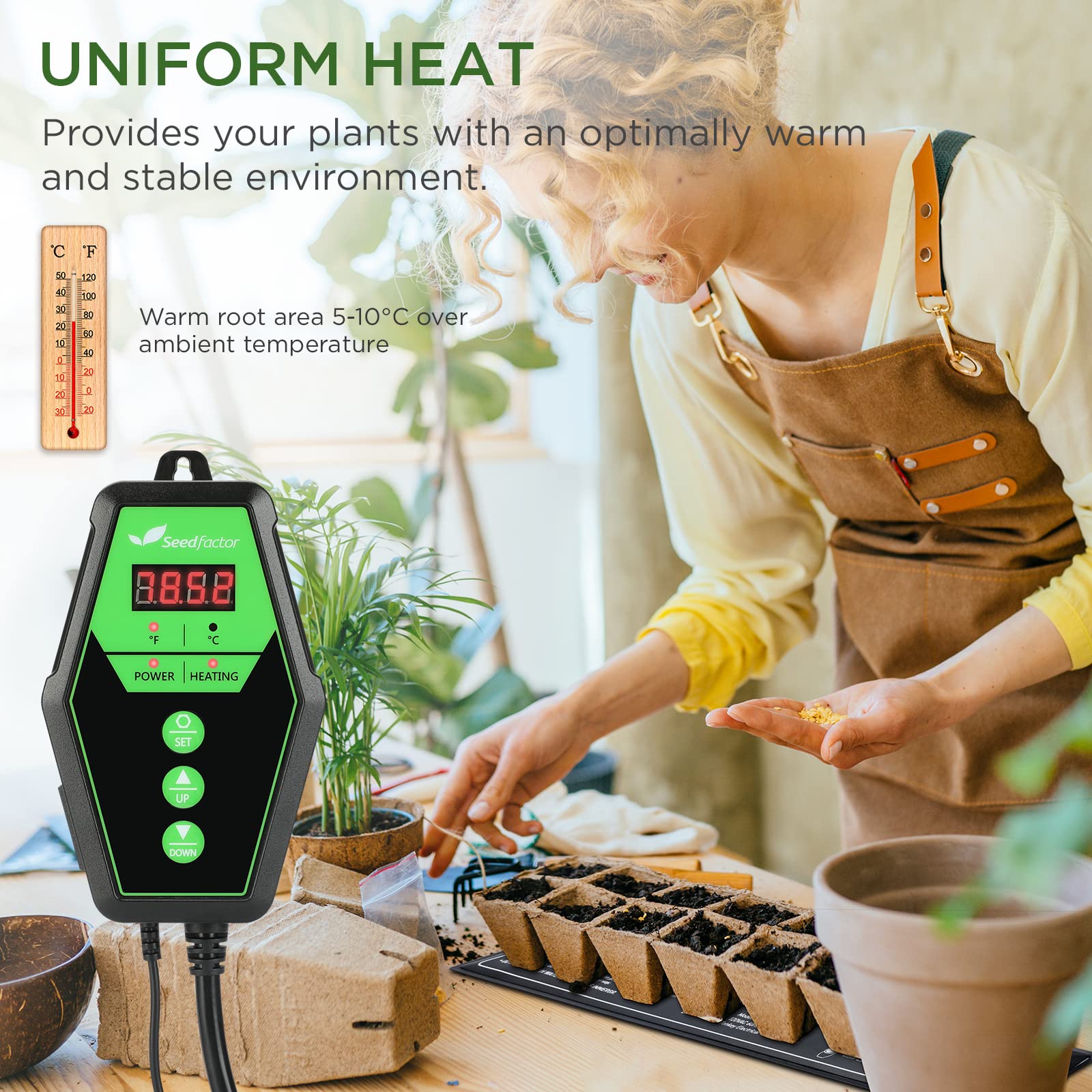 MET-zertifizierte Sämling-Heizmatte und digitales Thermostat-Kombi-Set, 8,9 x 53,3 cm