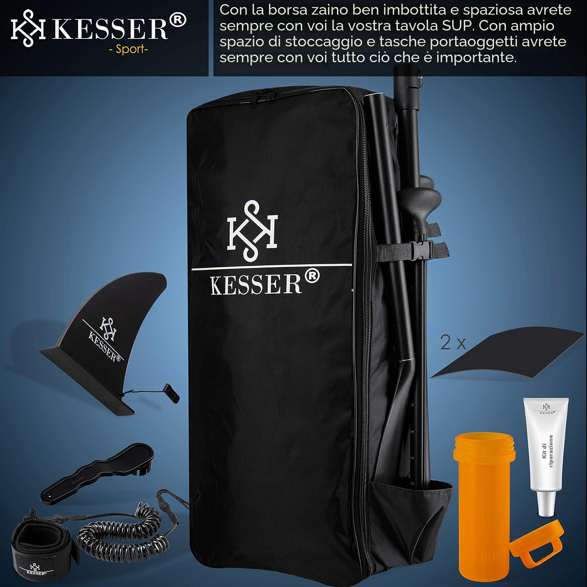 KESSER® Tavola SUP Gonfiabile Set Tavola Stand Up Paddle Tavola da Surf Premium Sport Acquatici | 6 Pollici di Spessore | Accessori Completi | 130 kg