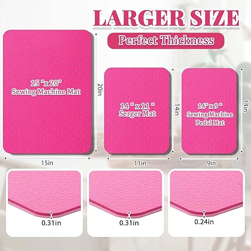 Miniatura 92 de 3 tapetes silenciadores para máquina de coser, tapete para máquina de coser, almohadilla de goma antideslizante que se mantiene en su lugar para Rosa