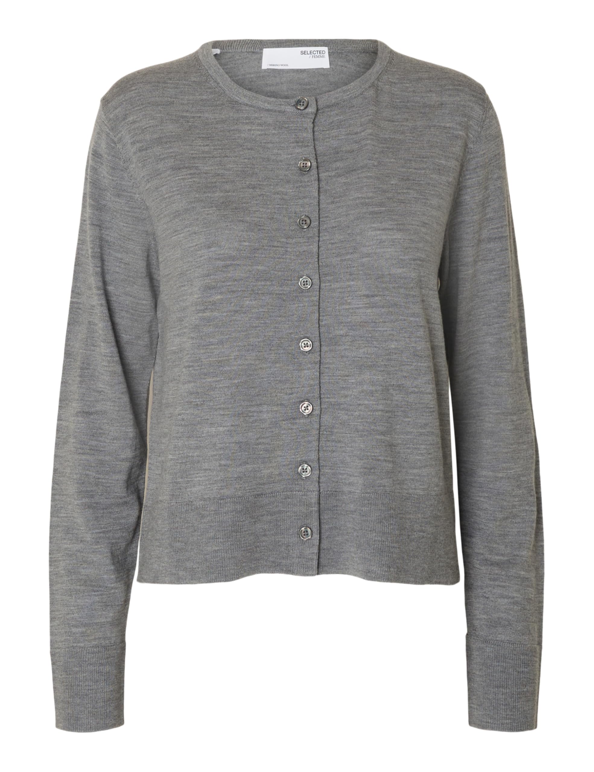 SELECTED FEMME Slfthea Ls Knit Merino Cardigan Noos, Medium Grey Melange, L