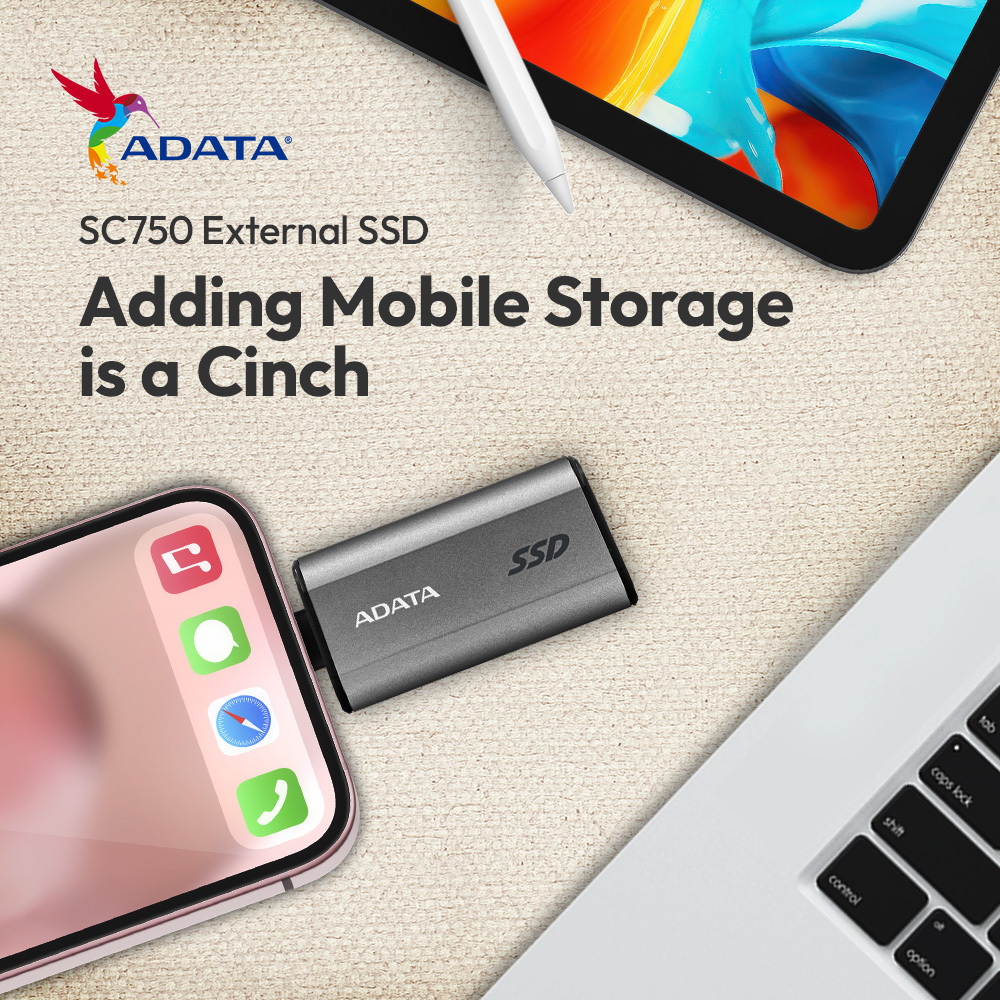 ADATA SC750 2000GB Portable External SSD – USB-C 3.2 Gen2 High