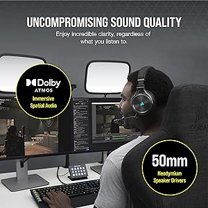 Corsair Virtuoso RGB Wireless XT Multiplatform Gaming Headset with Bluetooth - Dolby Atmos - Broadcast Quality Microphone - iCUE Compatible- PC, Mac, PS5, PS4, Nintendo Switch, Mobile - Black
