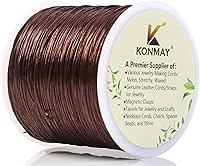 Vista 1 de KONMAY Cuerda elástica de elastano marrón de 0.031 in, cordón elástico suave para abalorios, 450 yardas para pulseras, collares y fabricación