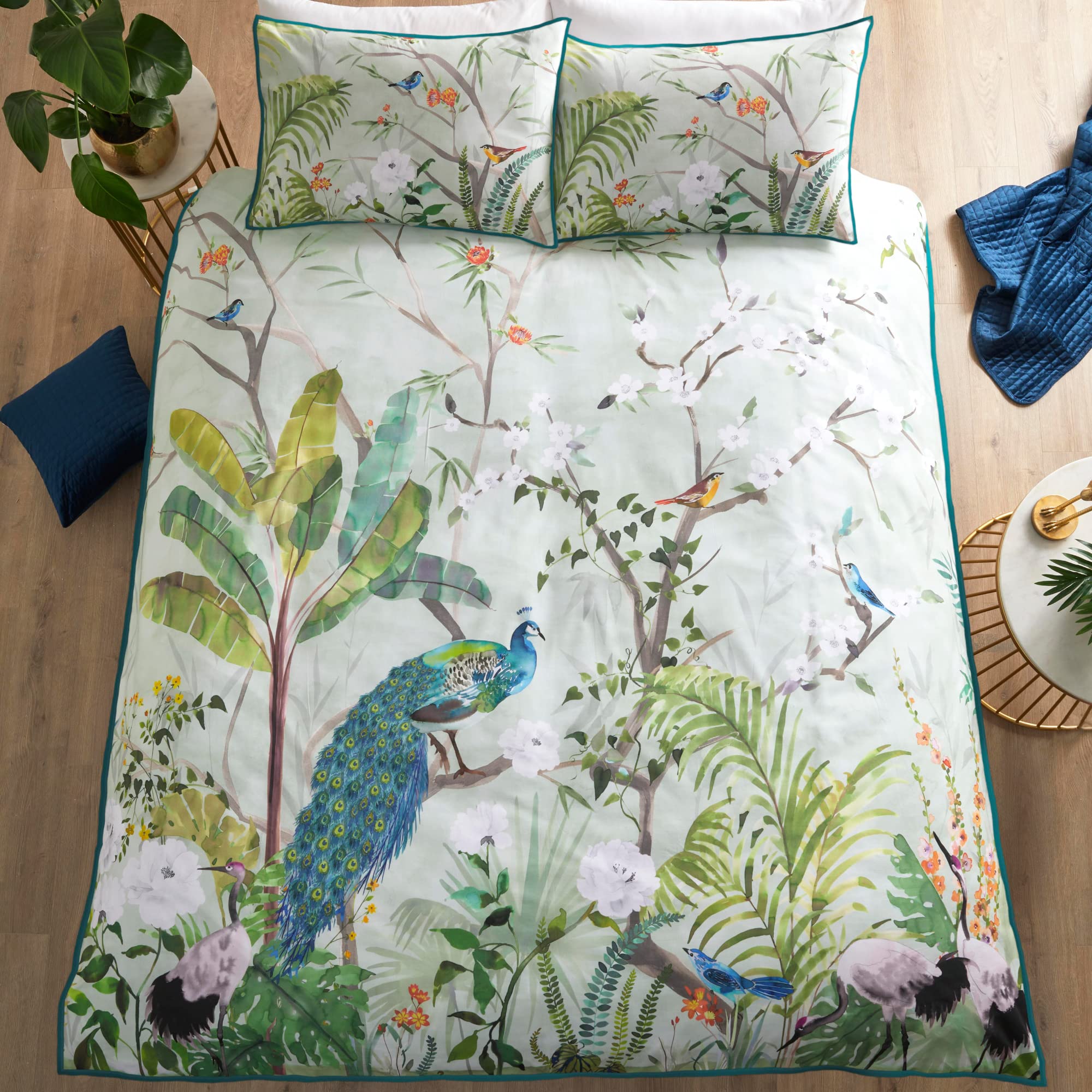Soiree - Set copripiumino per letto matrimoniale, 100% cotone, colore: Verde