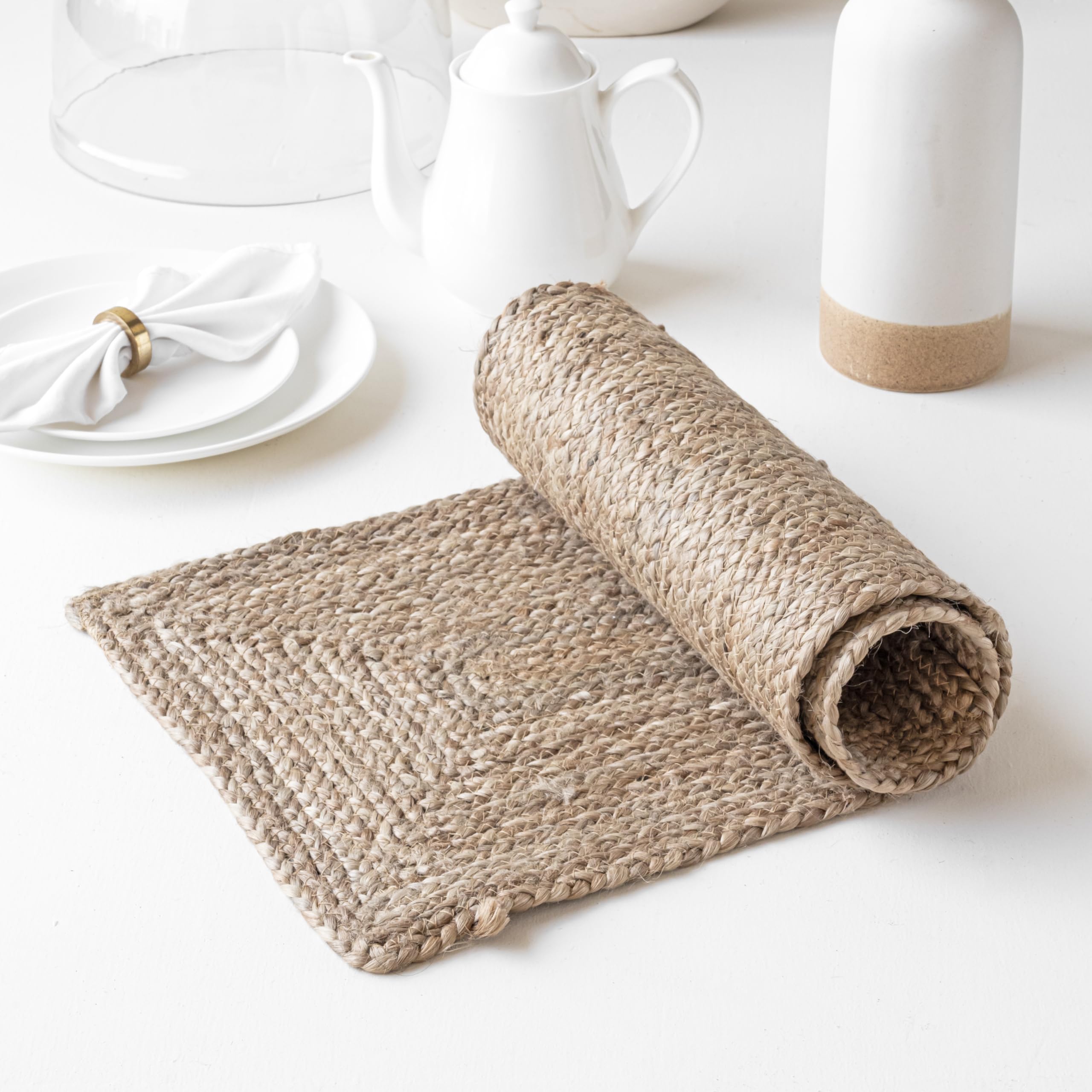 HOMEMONDE Camino de mesa de yute vintage para comedor, natural, 13 x 36 pulgadas para casa de campo y cocina