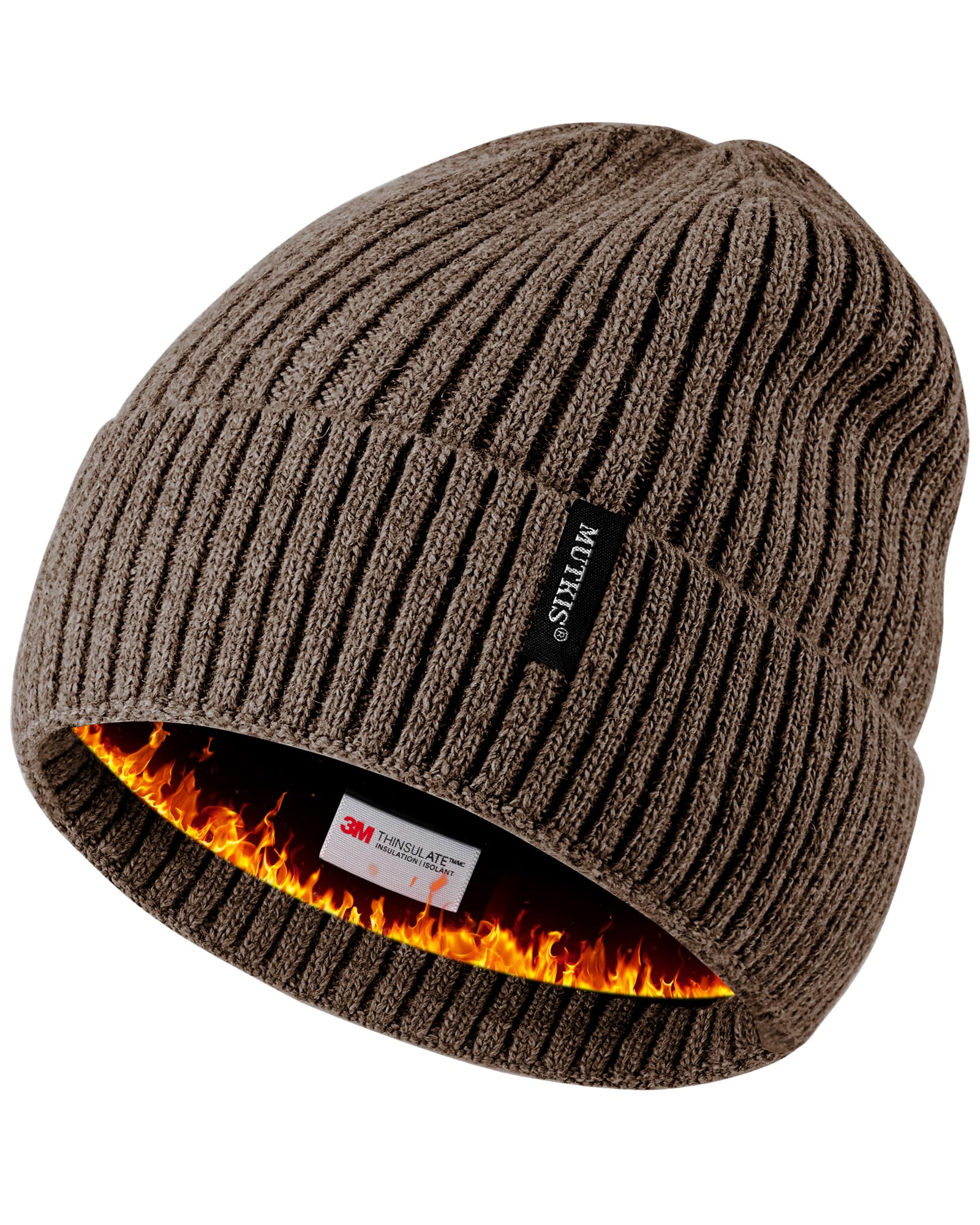 Beanie Hats for Men 30% Merino Wool Knit Hat, Winter Hats for Women Thick Warm Lined, Beanie for Women Cold Weather Skull Cap