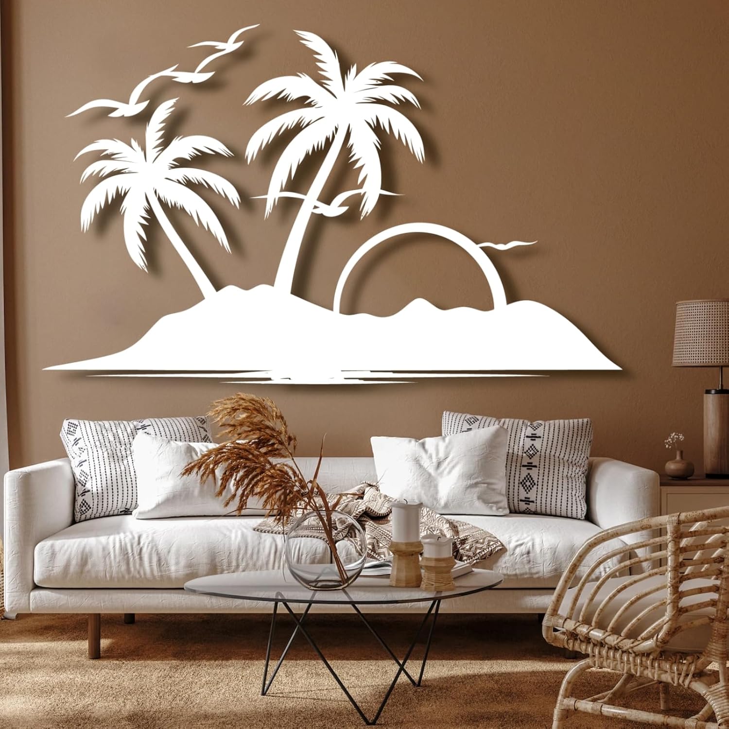 lunwall Metal Palm Tree Wall Decor,Metal Palm Tree,Palm Tree Metal Wall Art,Tropical Metal Wall Art,Beach Wall Decor,Coastal Metal Wall Art,Palm Tree Bathroom Decor (black,41 L x 26 W / 105 x 65 cm)