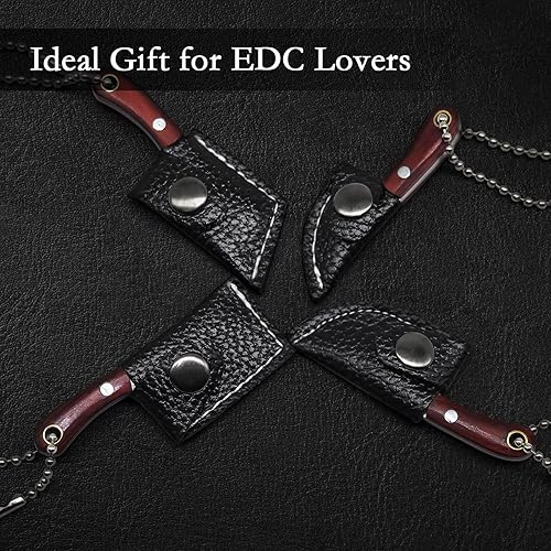 Miniatura 6 de Mini Knife Set, Damascus Pocket Knife Set with Sharpener, Mini Chef Knife EDC Knives Set, Tiny knife Cleaver Keychain Tiny Things for Package Juego