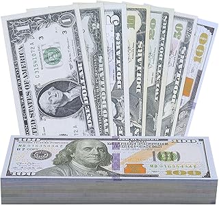 Huyerdo Play Money for Kids, 210 Pcs Prop Money for Pretend Play and Education Learning Math Game, Money and Banking Play Toys, Movie Prop Motion Picture Money for Birthday Gifts