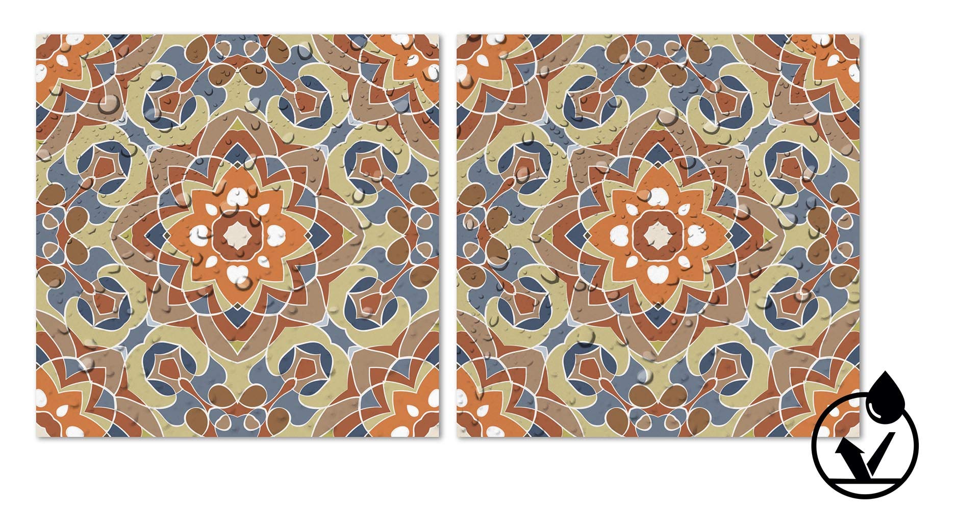 Panorama Azulejos Adhesivos Cocina Baño Pack de 72 Baldosas de 10x10 cm Azulejo Oriental Floreada Original - Revestimiento de Paredes - Cenefas Adhesivas