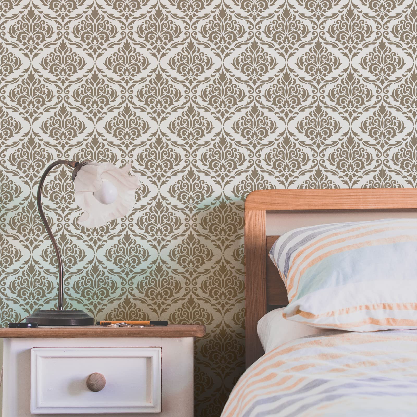 FINGERINSPIRE Stencil Floreale In Broccato 30x30cm Con Pennello - Maschera Per Pittura Fai-da-Te - 4