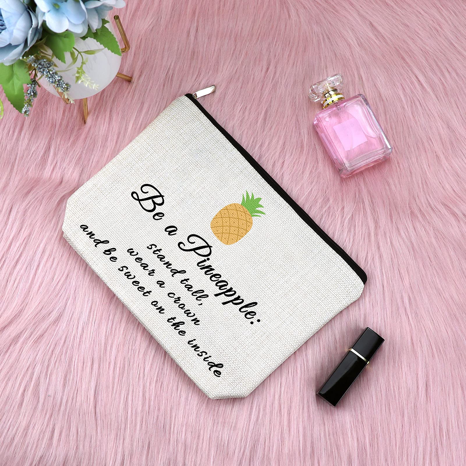Sfodiary Pineapple Lovers Gifts Makeup Bag Inspirational Birthday Gift for Daughter Pineapple Gifts for Women Teens Encouragement Gift for Her Motivational Graduation Gifts Travel Cosmetic Pouch