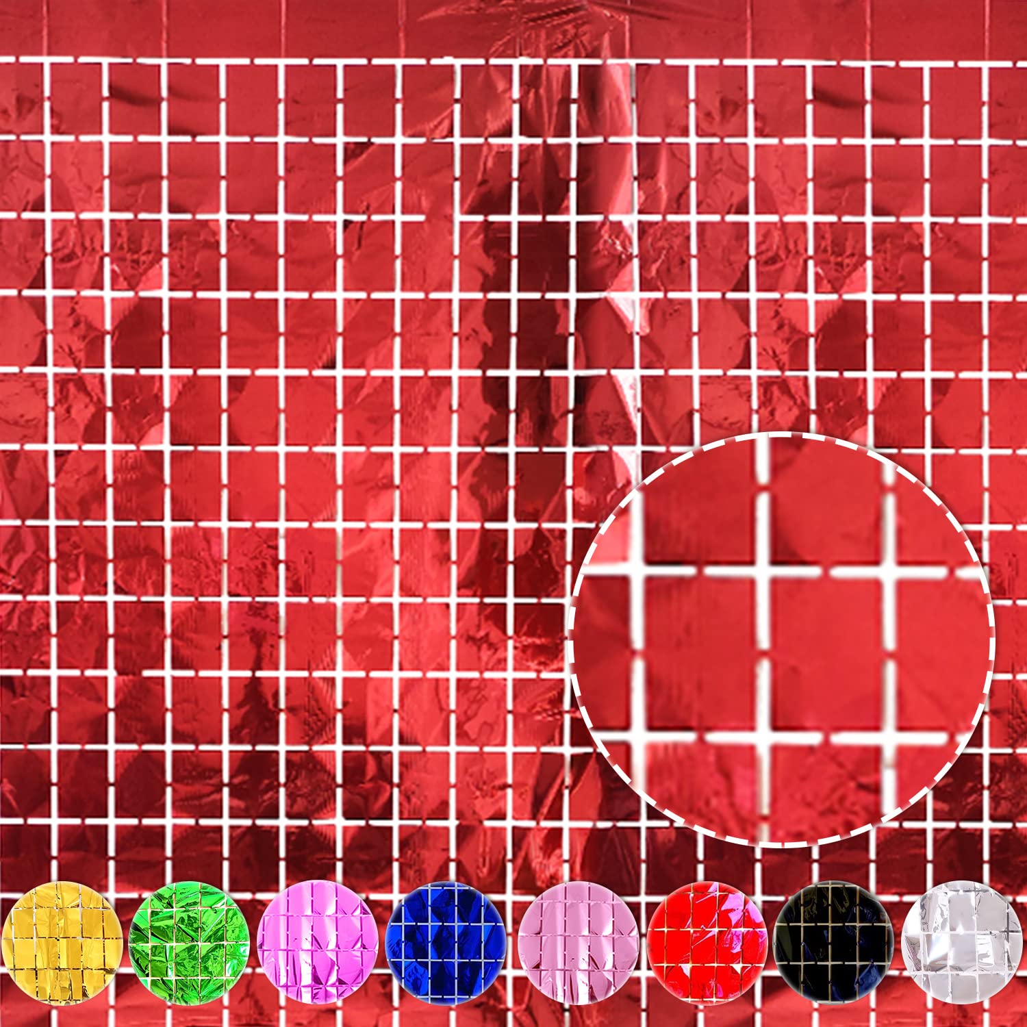 Wobbox Big 3Ft X 6Ft Red Color Tinsel Metallic Square Foil Curtain Backdrop Door Window Curtain Party Decoration, Foil Curtain For Birthday Decoartion (Pack Of 1)-image-47